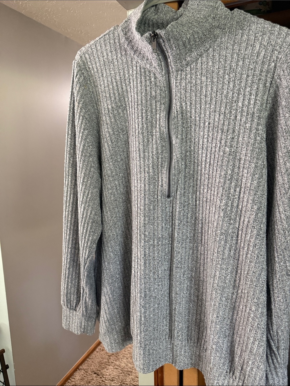 torrid Light Gray Ribbed Half-Zip Pullover Sweater